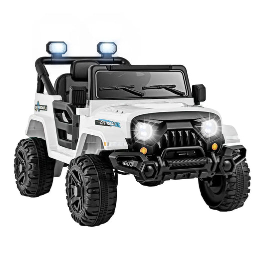 12V kids ride-on truck white off-road with remote control DirectDeals blue LED lights on Tampa Home & Garden Store