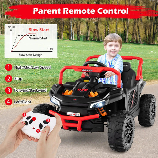 12V kids ride-on truck red/black with remote and headlights DirectDeals electric riding vehicle on Tampa Home & Garden Store