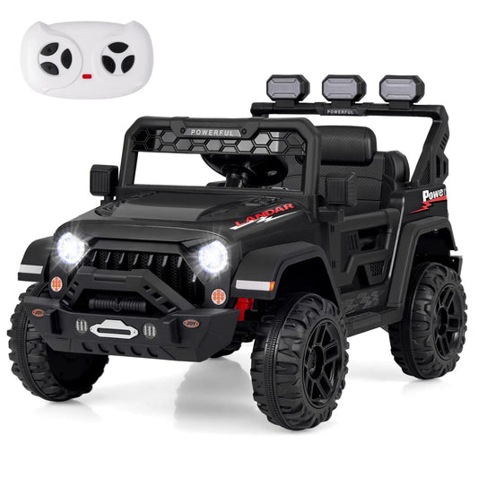 12V Electric Kids Ride on Truck with Remote Control and Music-Black - Tampa Home & Garden Store