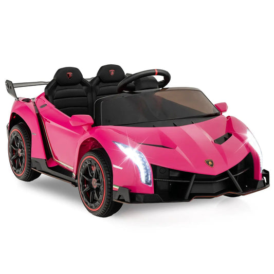 12V Licensed Lamborghini 4WD Kids Ride-on Sports Car with 2.4G Remote-Pink - Tampa Home & Garden Store