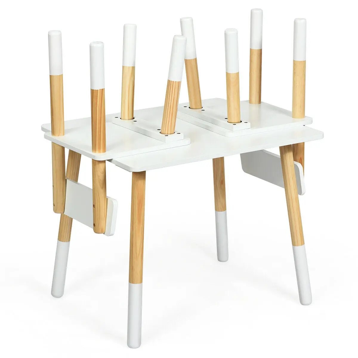 Kids wooden table and 2 chairs set white with natural wood legs DirectDeals on Tampa Home & Garden Store