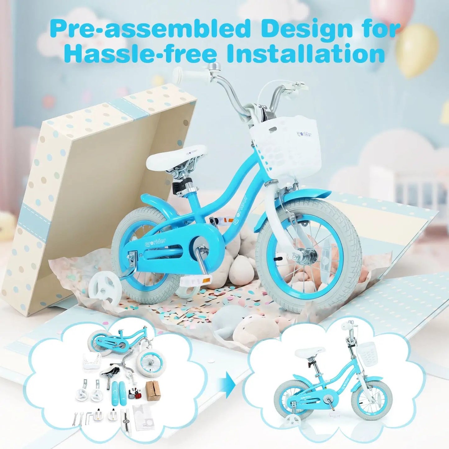 Kids Bike 12 Inches with Training Wheels and Seat
