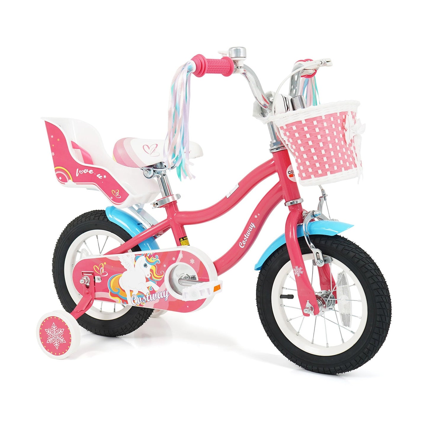 14 Inch Girls Bike for 3-5 Years Old Kids Bike with Doll Seat and Training Wheels