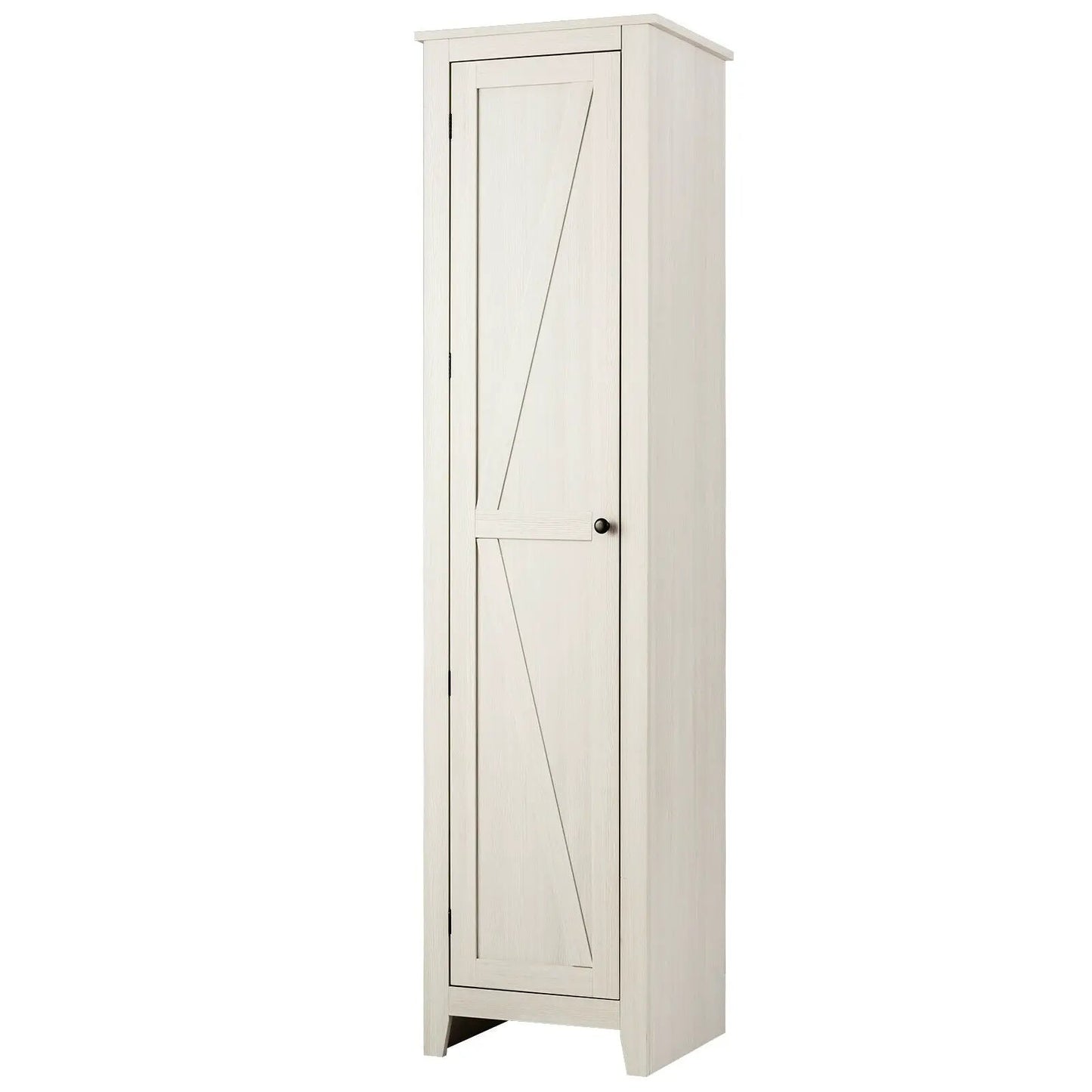 Linen Tower Bathroom Storage Cabinet with Shelf by DirectDeals, whitewashed cabinet with paneled doors on Tampa Home & Garden Store