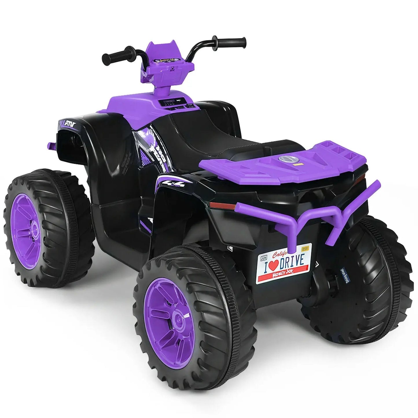 12V Kids Ride on ATV with LED Lights and Treaded Tires and LED lights-Black - Tampa Home & Garden Store