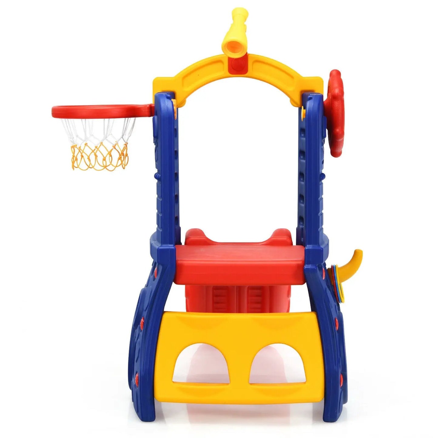 6-in-1 Freestanding Kids Slide with Basketball Hoop and Ring Toss - Tampa Home & Garden Store