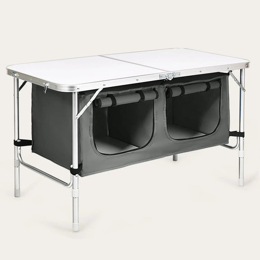 Height Adjustable Folding Camping Table-Gray - Tampa Home & Garden Store