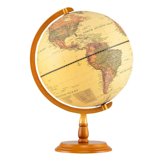 12-inch illuminated antique globe night lamp with orange stand on Tampa Home & Garden Store