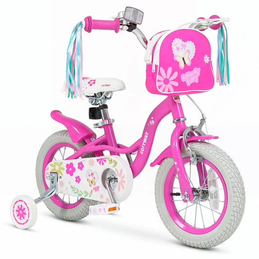 Girls Bike 12-18 inch pink DirectDeals with training wheels and front bag on Tampa Home & Garden Store