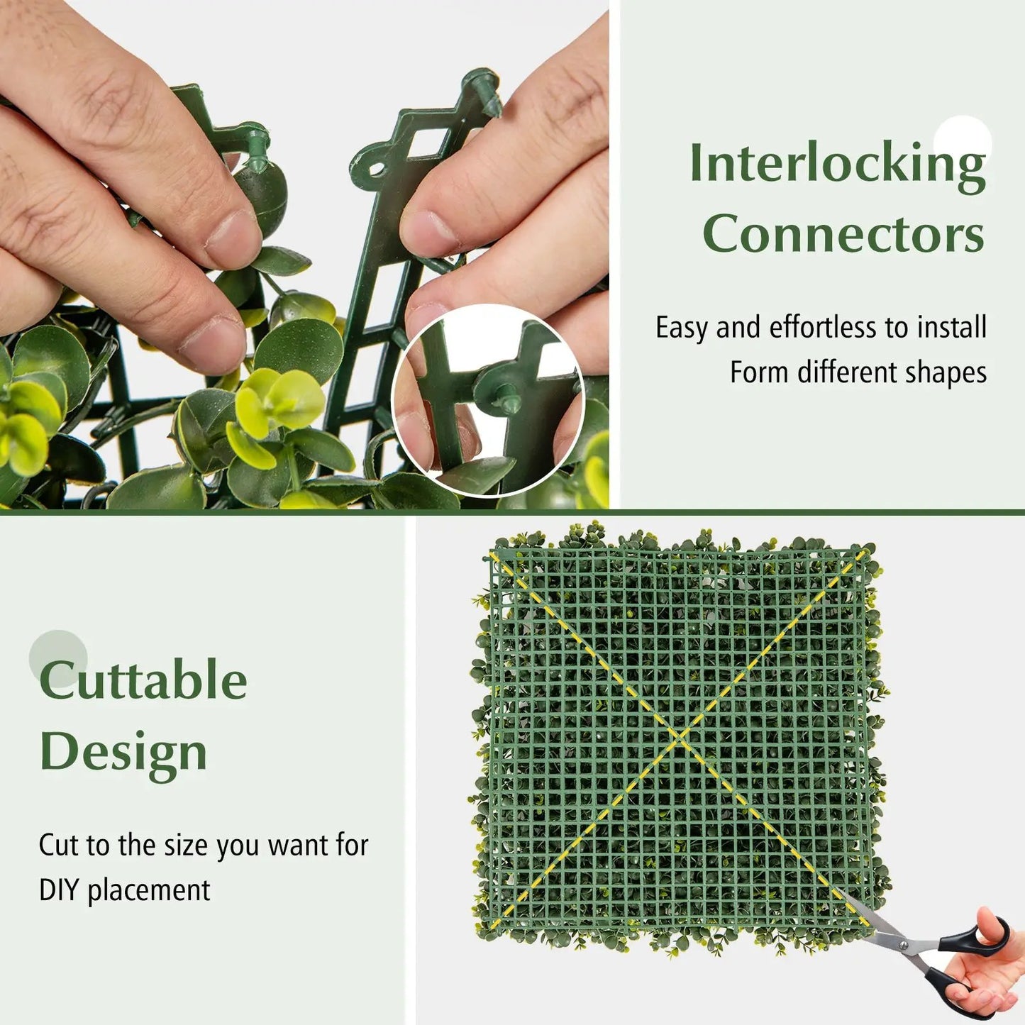 12 Pieces 20 Inch x 20 Inch Artificial Hedge Eucalyptus Panels - Tampa Home & Garden Store