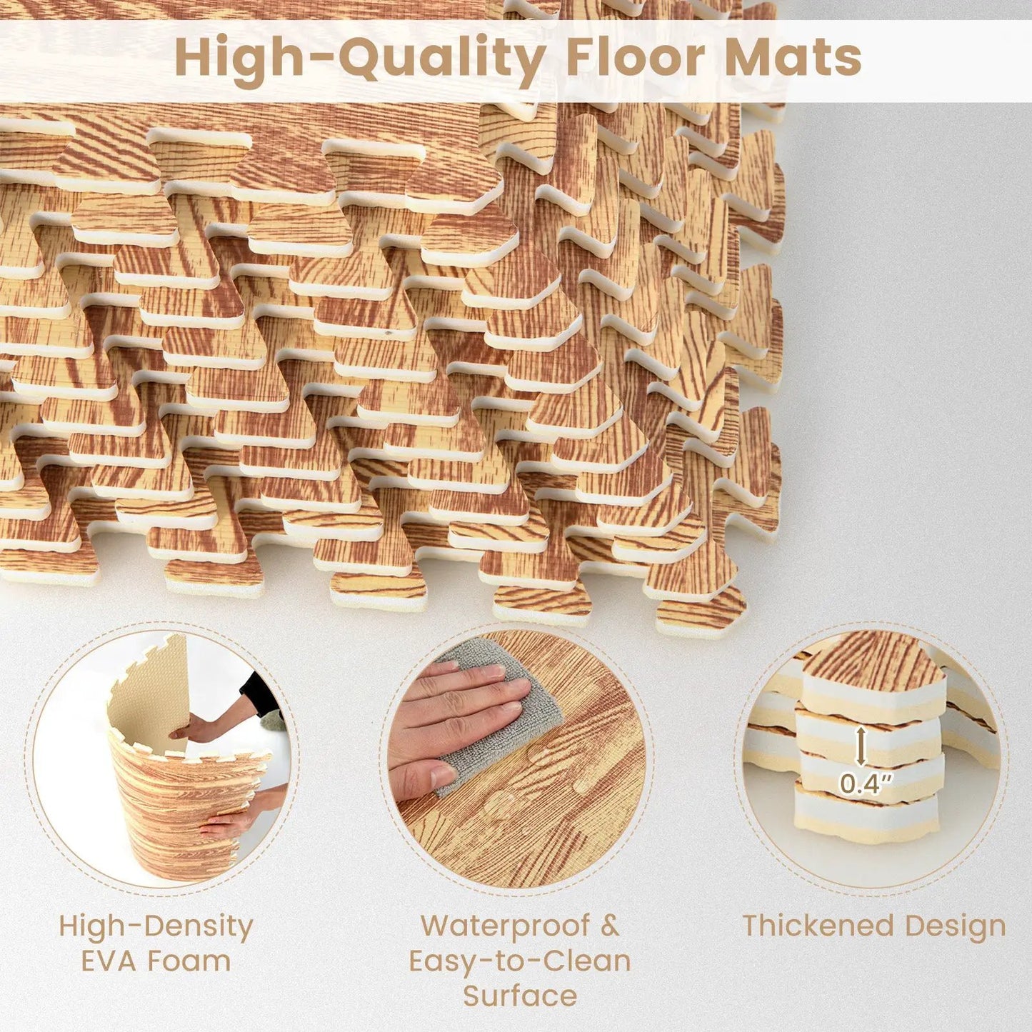 12 tiles wood grain foam floor mats with borders, interlocking EVA foam tiles DirectDeals on Tampa Home & Garden Store