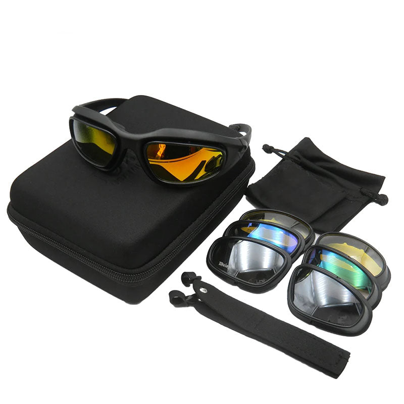 BikerZoneZ polarized motorcycle sunglasses UV400 black frame with 3 lenses and case on Tampa Home & Garden Store