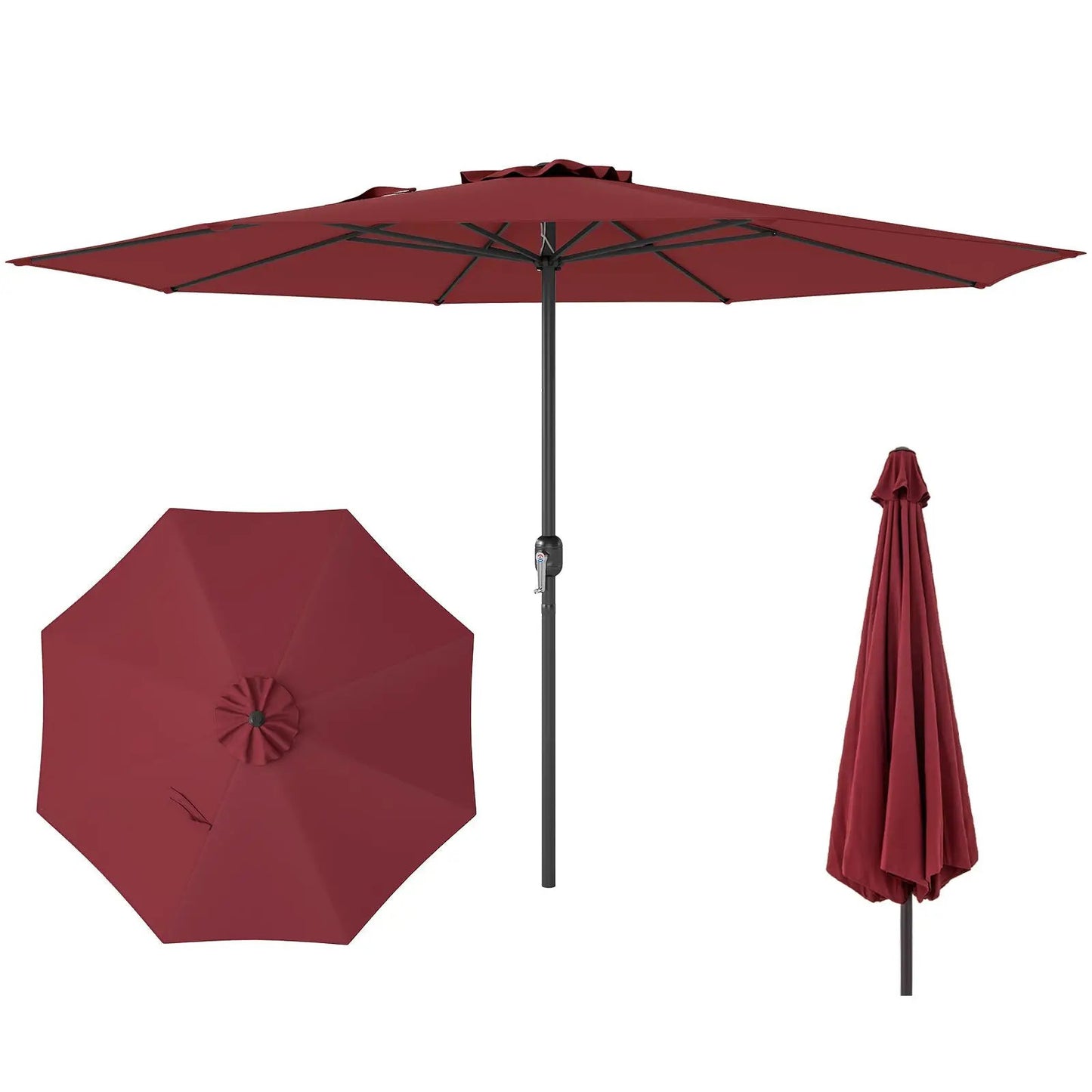12 Feet Patio Umbrella with Crank Handle and 8 Sturdy Ribs-Beige - Tampa Home & Garden Store