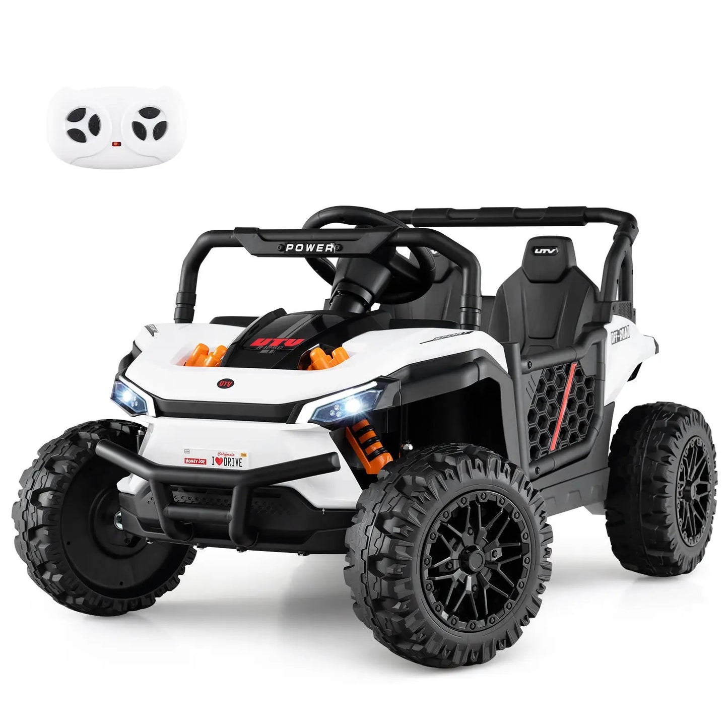 12V Kids Ride on Truck Off-Road UTV with Parental Remote and Lights-Black - Tampa Home & Garden Store