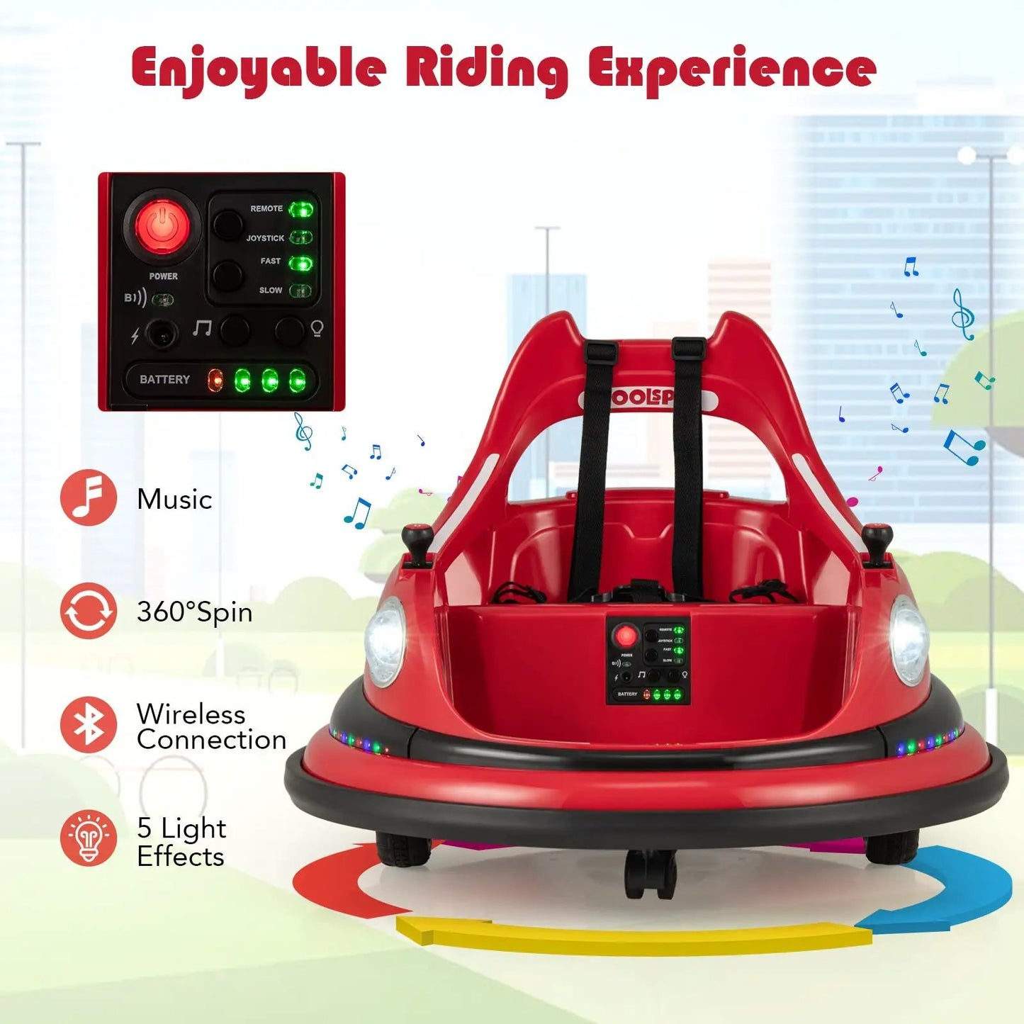 12V Kids Ride On Bumper Car with Remote Control by DirectDeals, red electric riding vehicle on Tampa Home & Garden Store