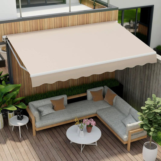 13 × 8 Feet Retractable Patio Awning Aluminum Deck Sunshade-Beige - Tampa Home & Garden Store
