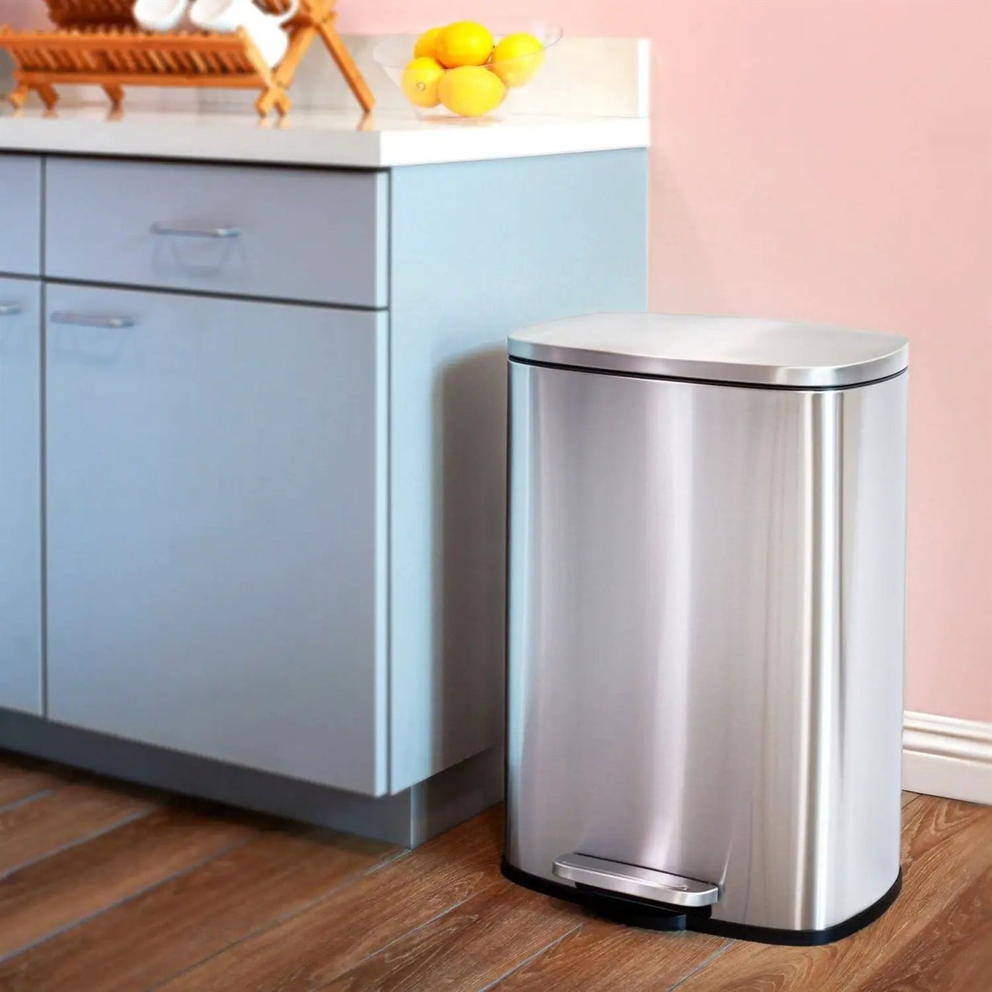 Trash Can 13 Gal Brushed Stainless Steel with Step Lid for kitchen on Tampa Home & Garden Store