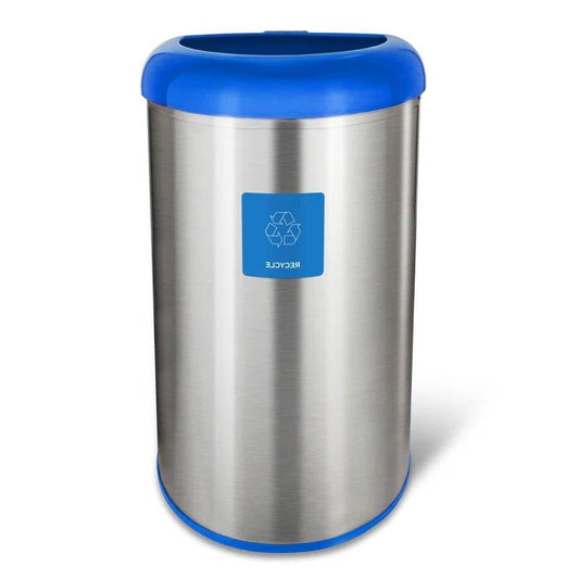 13-Gallon Stainless Steel Recycle Bin with Blue Open Top - Tampa Home & Garden Store