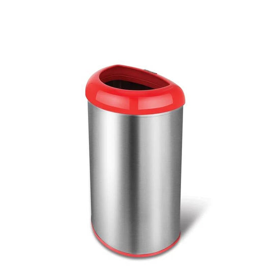 13-Gallon Stainless Steel Trash Can with Red Open Top - Tampa Home & Garden Store
