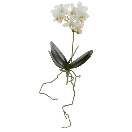 6pc white orchid artificial flowers by Nearly Natural with leaves on Tampa Home & Garden Store