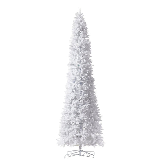 Slim White Christmas Tree with 1350 LED Lights by Nearly Natural on metal stand on Tampa Home & Garden Store
