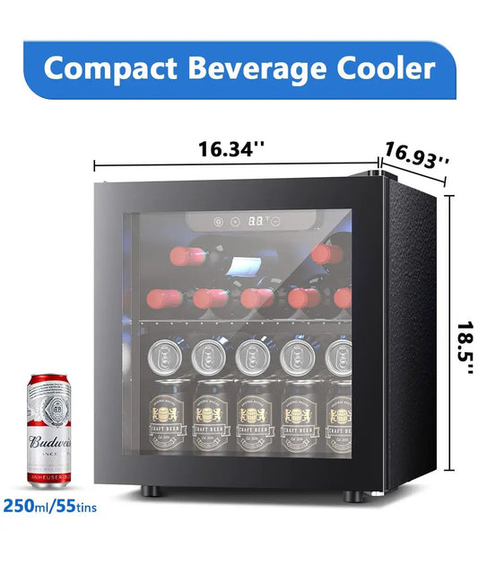 Kismile 1.3 Cu Ft Black Beverage Refrigerator with glass door compact wine and beer cooler on Tampa Home & Garden Store