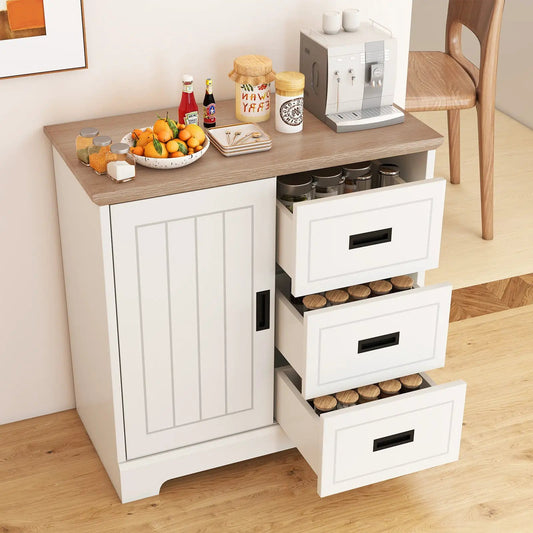 Farmhouse Sideboard With Sliding Doors White wood top DirectDeals kitchen cabinet on Tampa Home & Garden Store