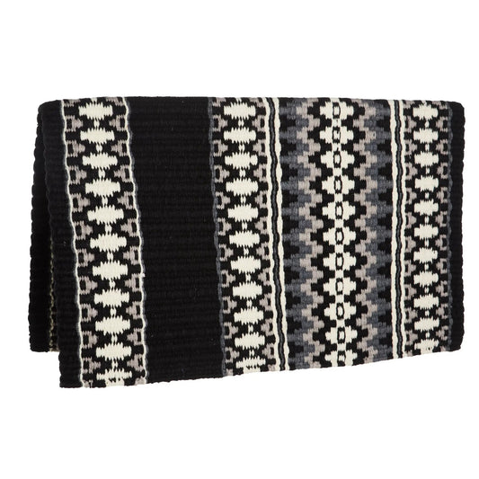 Kiva 40x34 New Zealand Wool Saddle Blanket bold black white geometric pattern on Tampa Home & Garden Store