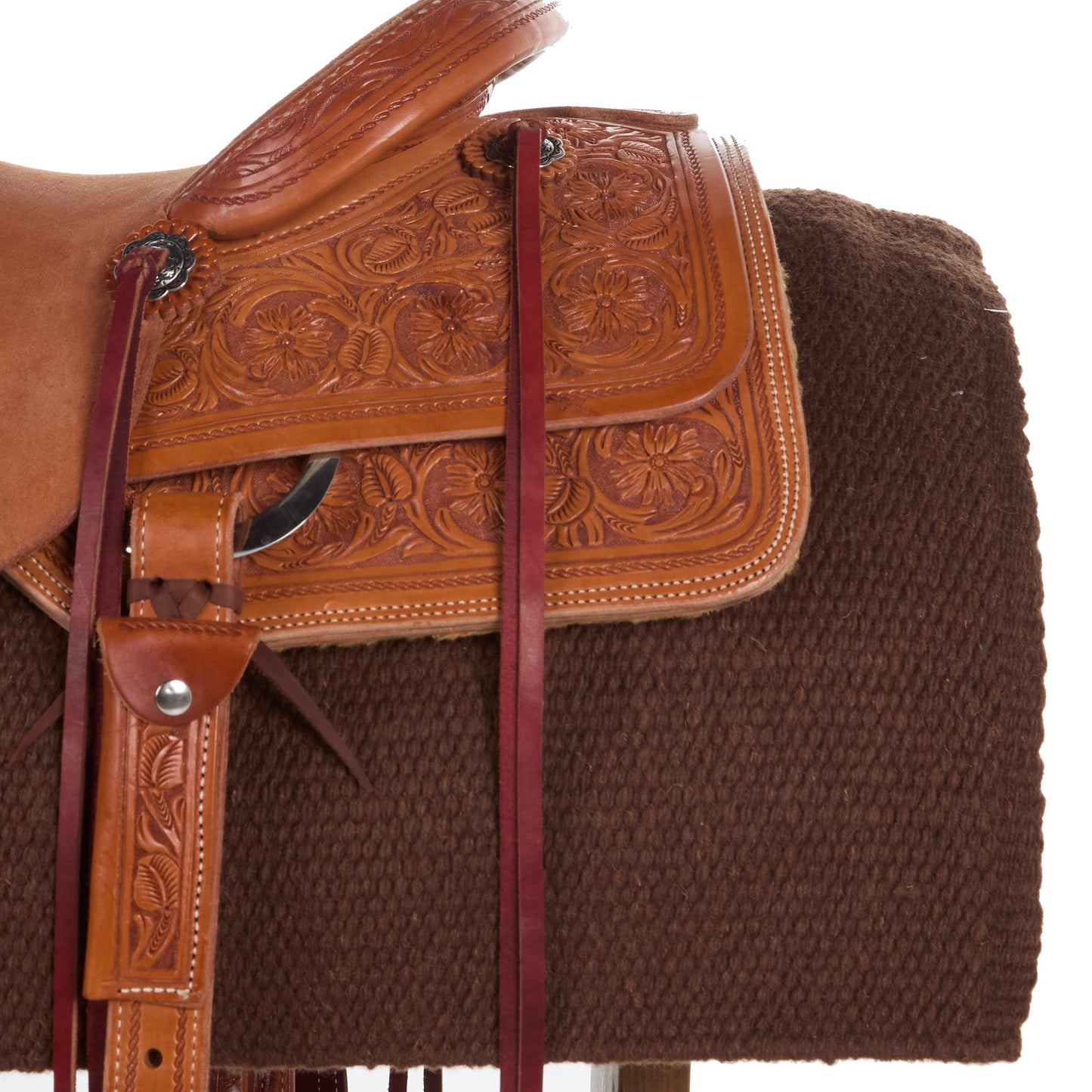 Manta de silla de montar de lana de Nueva Zelanda 1314-24 San Juan marrón chocolate sólido 36x34
