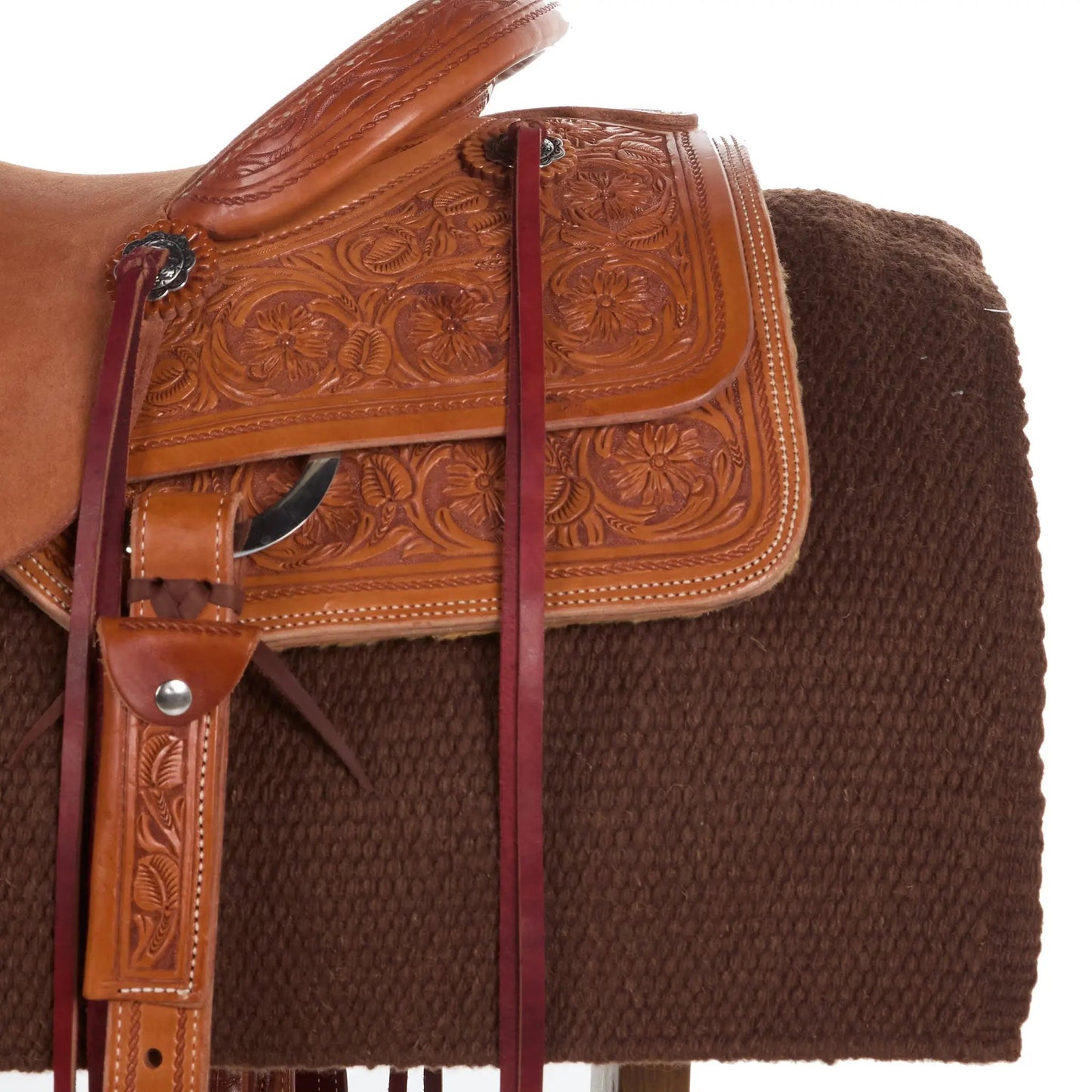 San Juan Saddle Blanket Chocolate Brown NZ Wool by Mayatex on saddle on Tampa Home & Garden Store