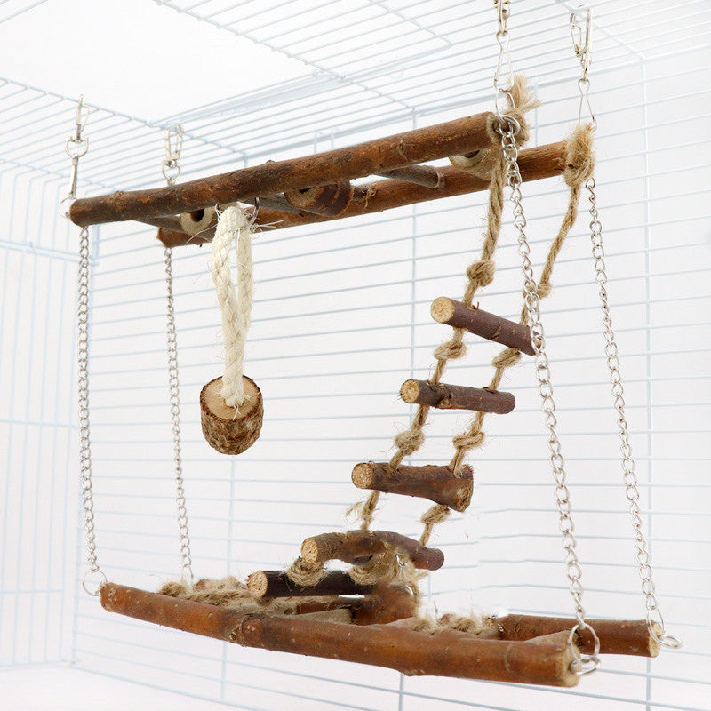 Suspension Bridge Wooden Ladder Bird Toy with rope steps, cage-hanging by chains Sell My Stuff on Tampa Home & Garden Store