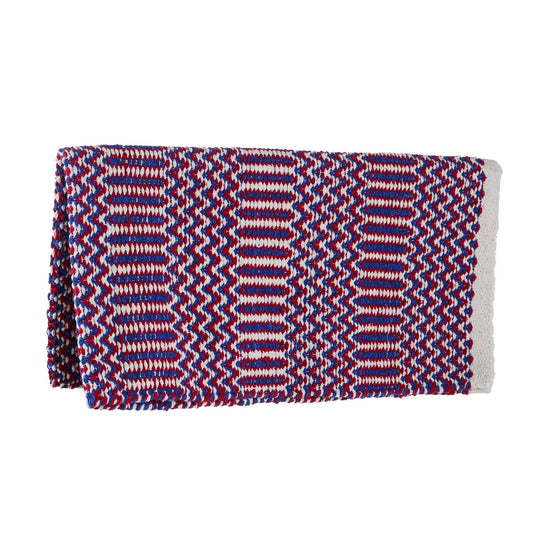 Mayatex Red White and Blue Double Weave Saddle Blanket saddle pad with red white blue weave on Tampa Home & Garden Store