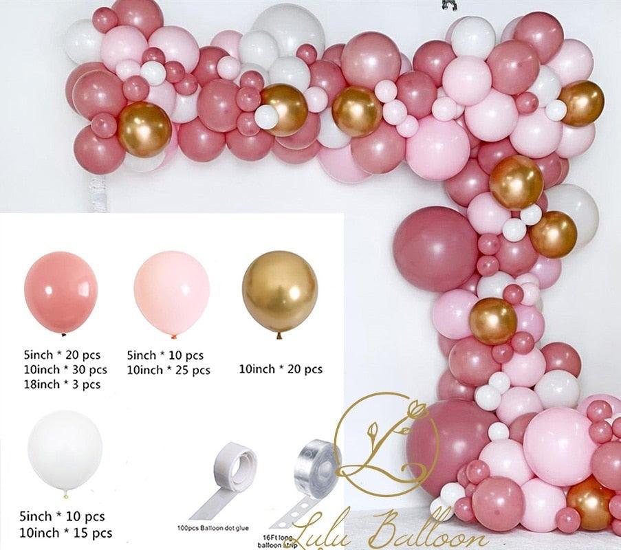 Stevvex 135 pcs rosewood blush pink and gold balloon garland arch with mixed sizes on Tampa Home & Garden Store