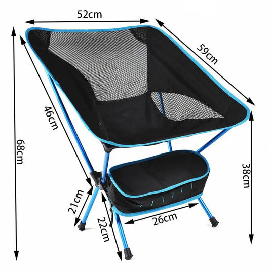 Ultralight Travel Folding Chair for Camping blue frame black mesh seat by V.I.P Digital Presence on Tampa Home & Garden Store
