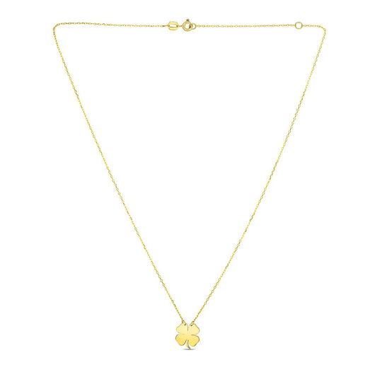 14K Yellow Gold Four Leaf Clover Necklace
