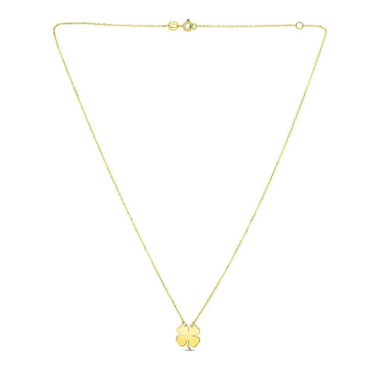14K yellow gold four-leaf clover necklace, polished pendant by Bids on Tampa Home & Garden Store