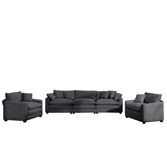 3-piece living room set in charcoal with sofa and chairs and deep cushions HouseOfZazla on Tampa Home & Garden Store