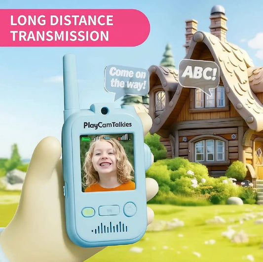 PlayCamTalkies kids video walkie talkie with camera, light blue handheld two-way radio on Tampa Home & Garden Store
