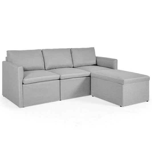 DirectDeals Convertible L-shaped sectional sofa with reversible chaise in grey fabric on Tampa Home & Garden Store