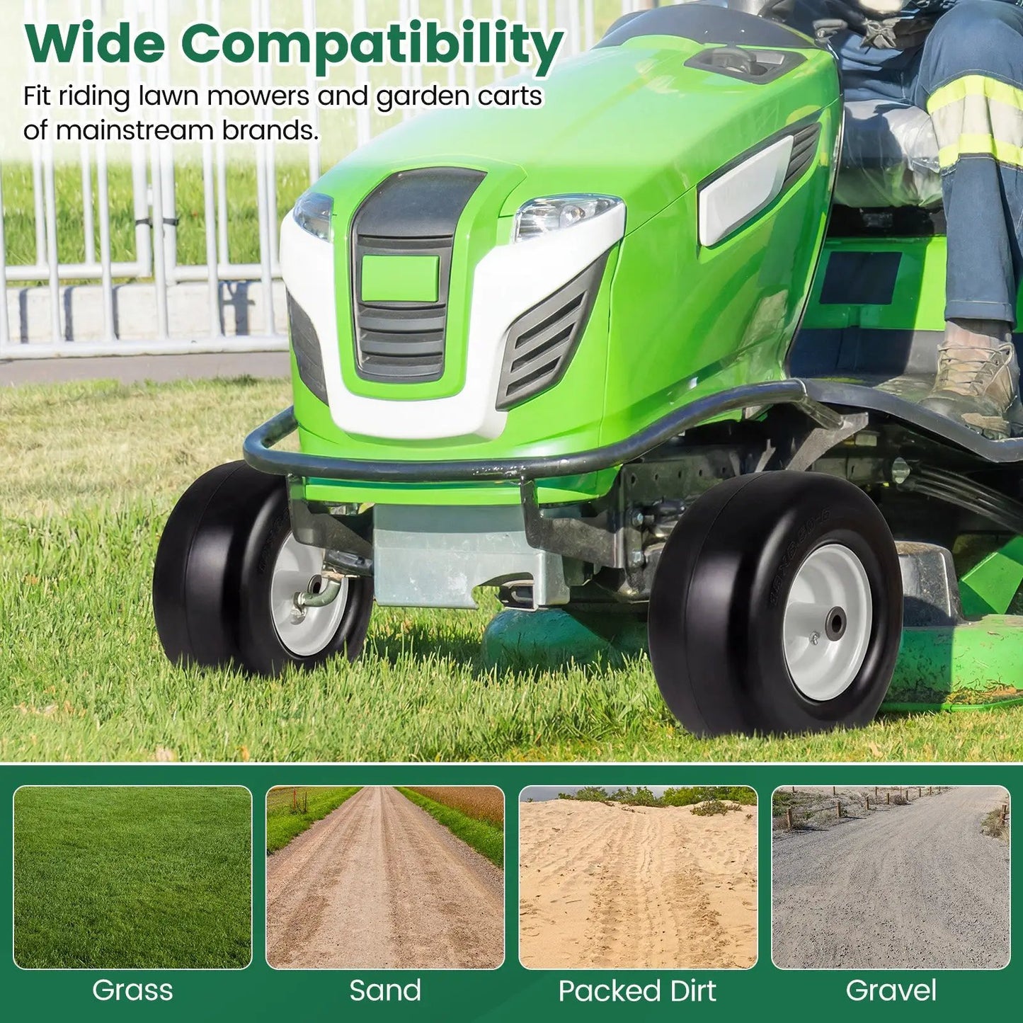 13x6.5 flat-free tires and wheels 2-pack DirectDeals for lawn mowers on Tampa Home & Garden Store