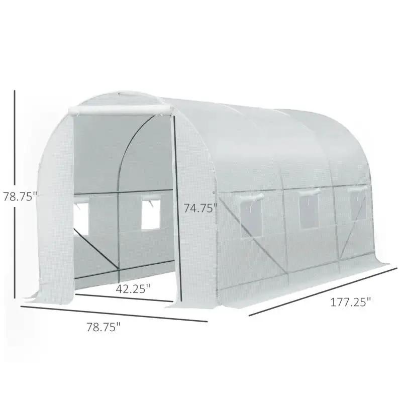 Greenhouse kit HomePacific 14.7x6.5 ft with steel frame and white PE cover arched ends on Tampa Home & Garden Store