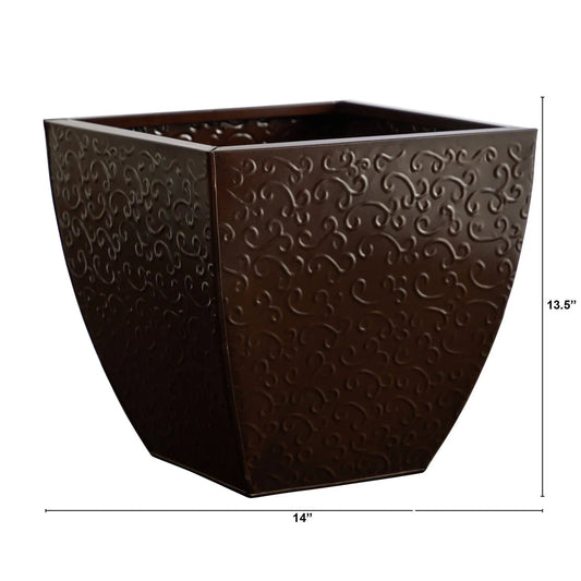 14” Embossed Metal Scroll Planter - Tampa Home & Garden Store