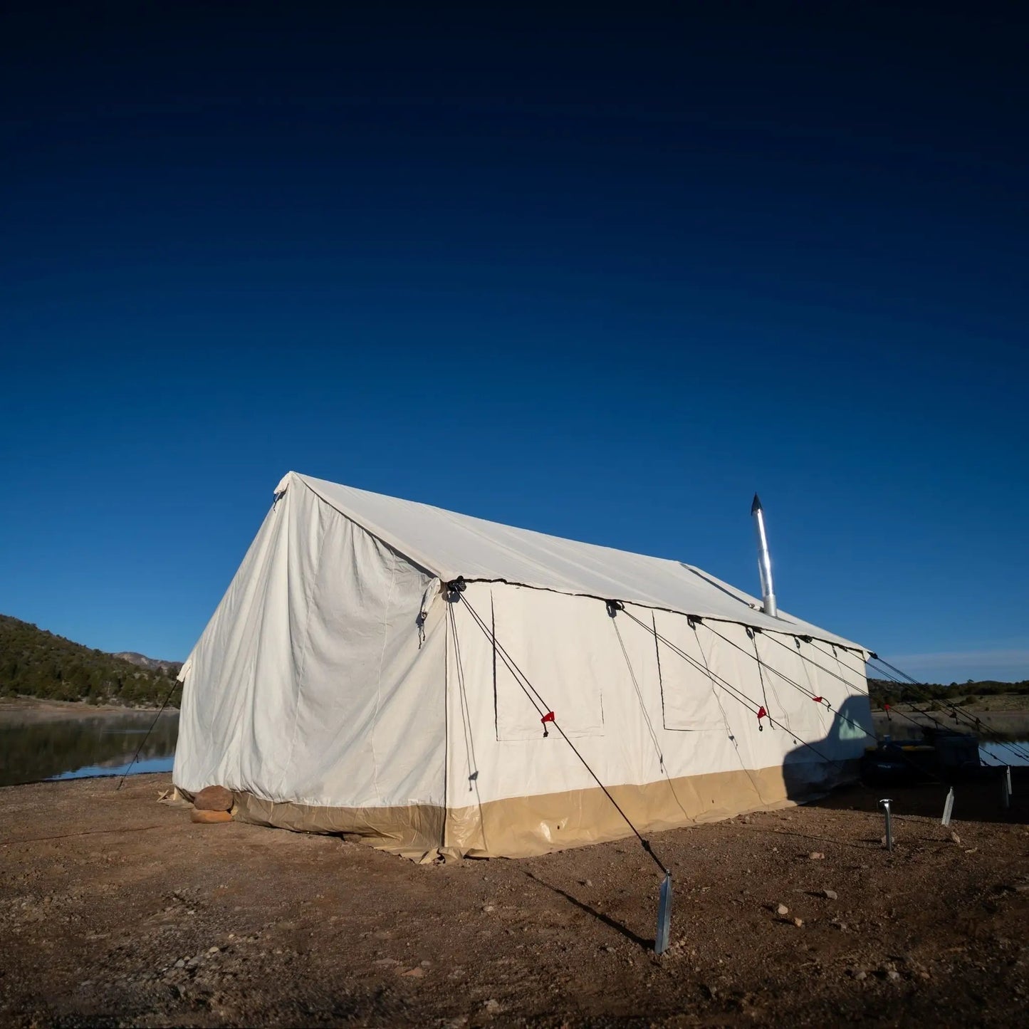 Alpha Wall Tent 14x16 by White Duck Outdoors, white canvas all-season tent with guylines on Tampa Home & Garden Store