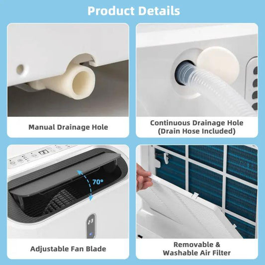 14000 BTU Smart Portable AC with app WiFi; manual drainage hole and drain hose included on Tampa Home & Garden Store