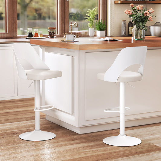 Bar Stools Set of 2 with Enlarged PU Leather Seat and Footrest - Tampa Home & Garden Store