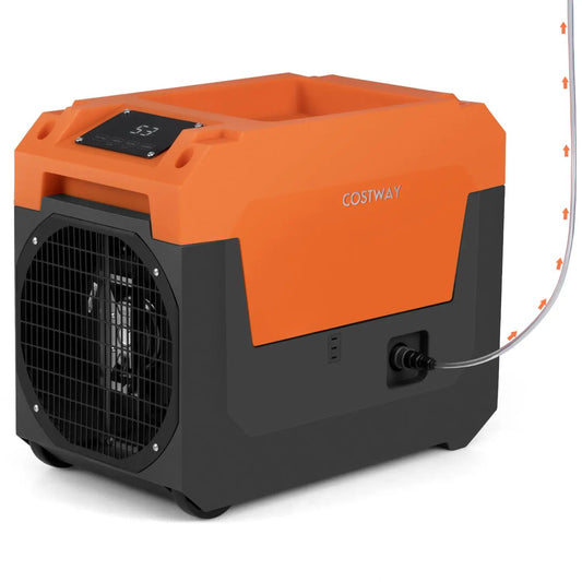 Costway orange 140-Pint dehumidifier with pump and drain hose, black base on Tampa Home & Garden Store