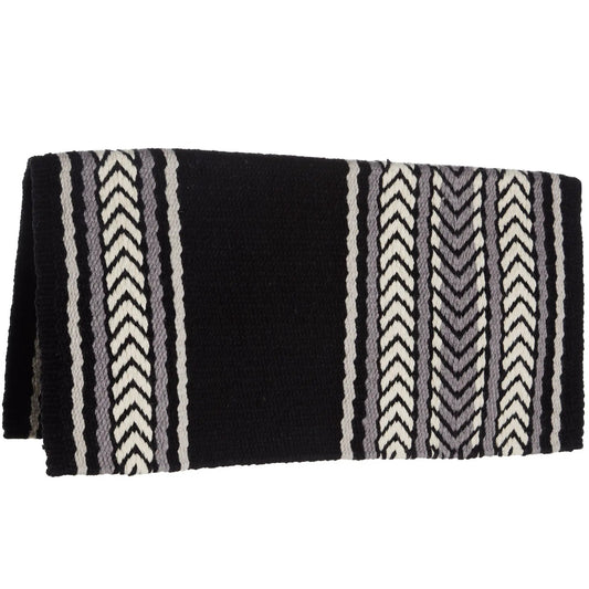 Iron Horse 36x34 New Zealand Wool Saddle Blanket black white geometric pattern Mayatex on Tampa Home & Garden Store
