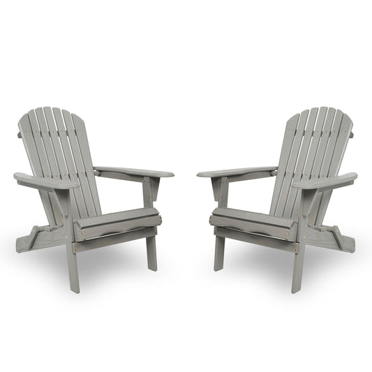 Set of 2 solid cedar wood Adirondack chairs, gray finish by Unique Piece Furniture for garden on Tampa Home & Garden Store