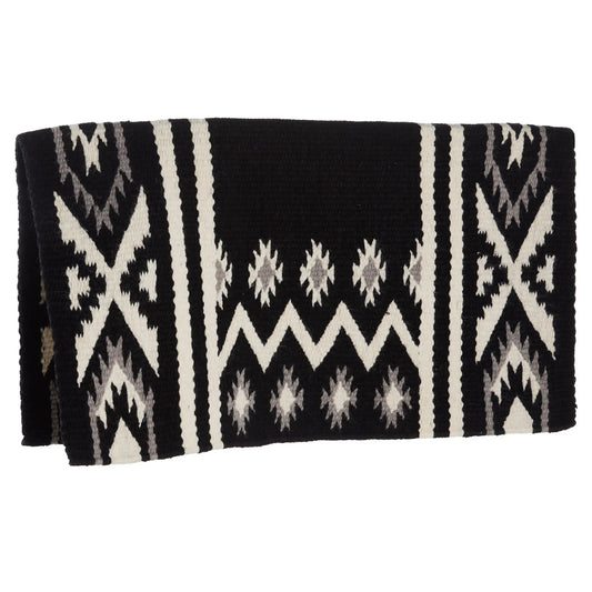 Mayatex New Phoenix wool saddle blanket 38x34 black and white geometric pattern on Tampa Home & Garden Store