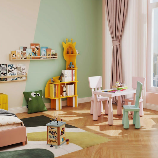 2-in-1 Kids Furniture Set: Twin Bed Frame & 3-Piece Activity Play Table and Chair Set - Tampa Home & Garden Store